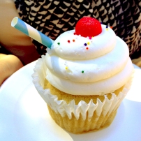 A lemon “milkshake” cupcake from Reverie Bakeshop! My sister and I went nuts over this adorable presentation.